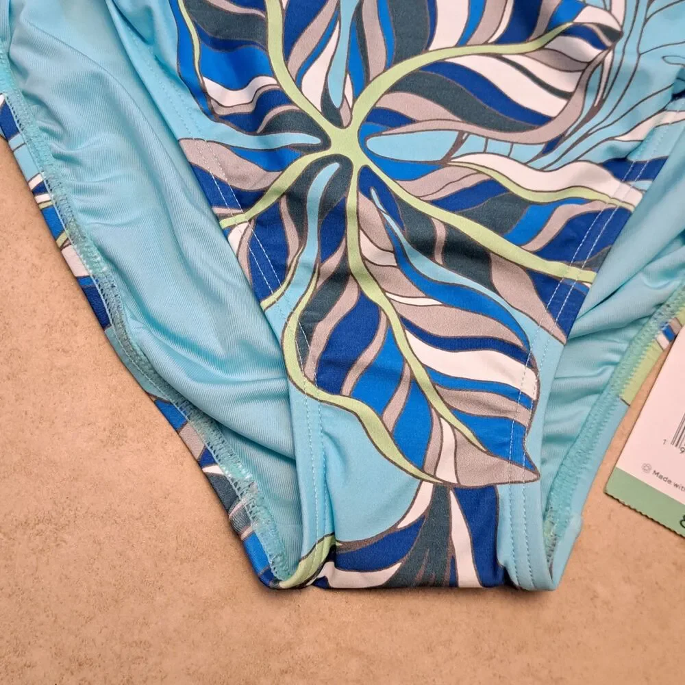 NEW Beach House Swim Mya High Waist Bikini Bottom Size 8 Blue Floral